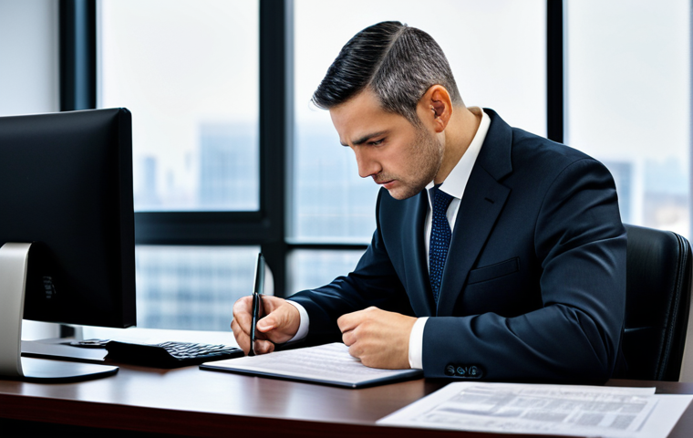 A professional businessman in a modest dark business suit, his expression conveying deep thought and a hint of overwhelm, sits at a large, modern executive desk. The desk is adorned with stacks of varied local tax documents, complex spreadsheets, and a tablet displaying intricate legal texts. The background is a sophisticated, clean office with subtle blurred city views, symbolizing the vast and confusing landscape of local tax regulations. He is fully clothed, appropriate attire, modest clothing, safe for work, appropriate content, professional. perfect anatomy, correct proportions, natural pose, well-formed hands, proper finger count, natural body proportions, professional photography, high quality.