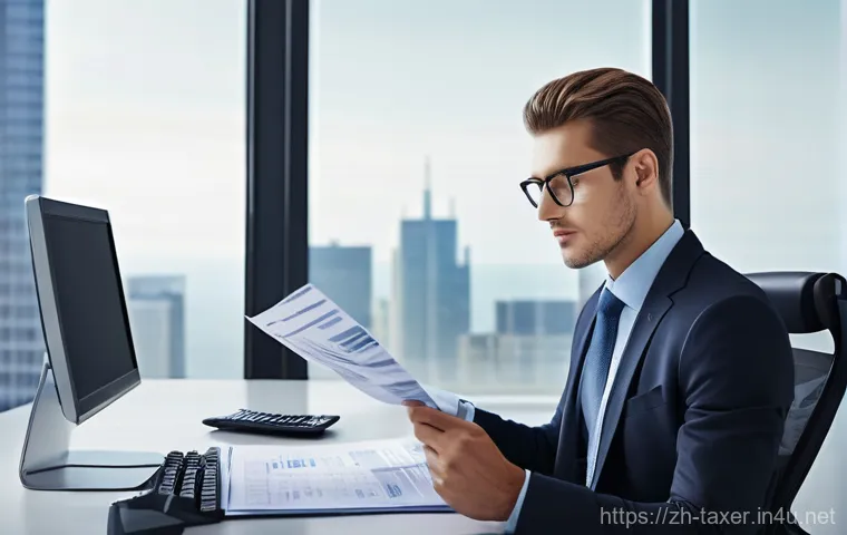 세무사와 금융기관 세금 문제 - **Prompt:** A visually striking image of a young adult, dressed in modern business casual attire (fu...