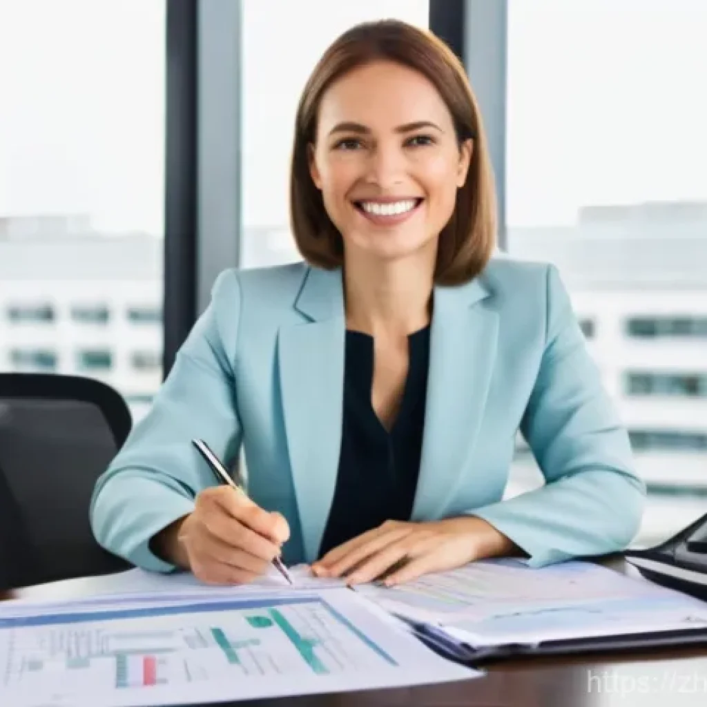 세무사와 법적 규제 이해 - **Prompt 1: "The Expert Navigator"**
A highly professional and reassuring female tax advisor, in...