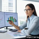 세무사 시험 준비 전략 - A focused female tax professional, approximately 30 years old, dressed in a sharp, professional blou...