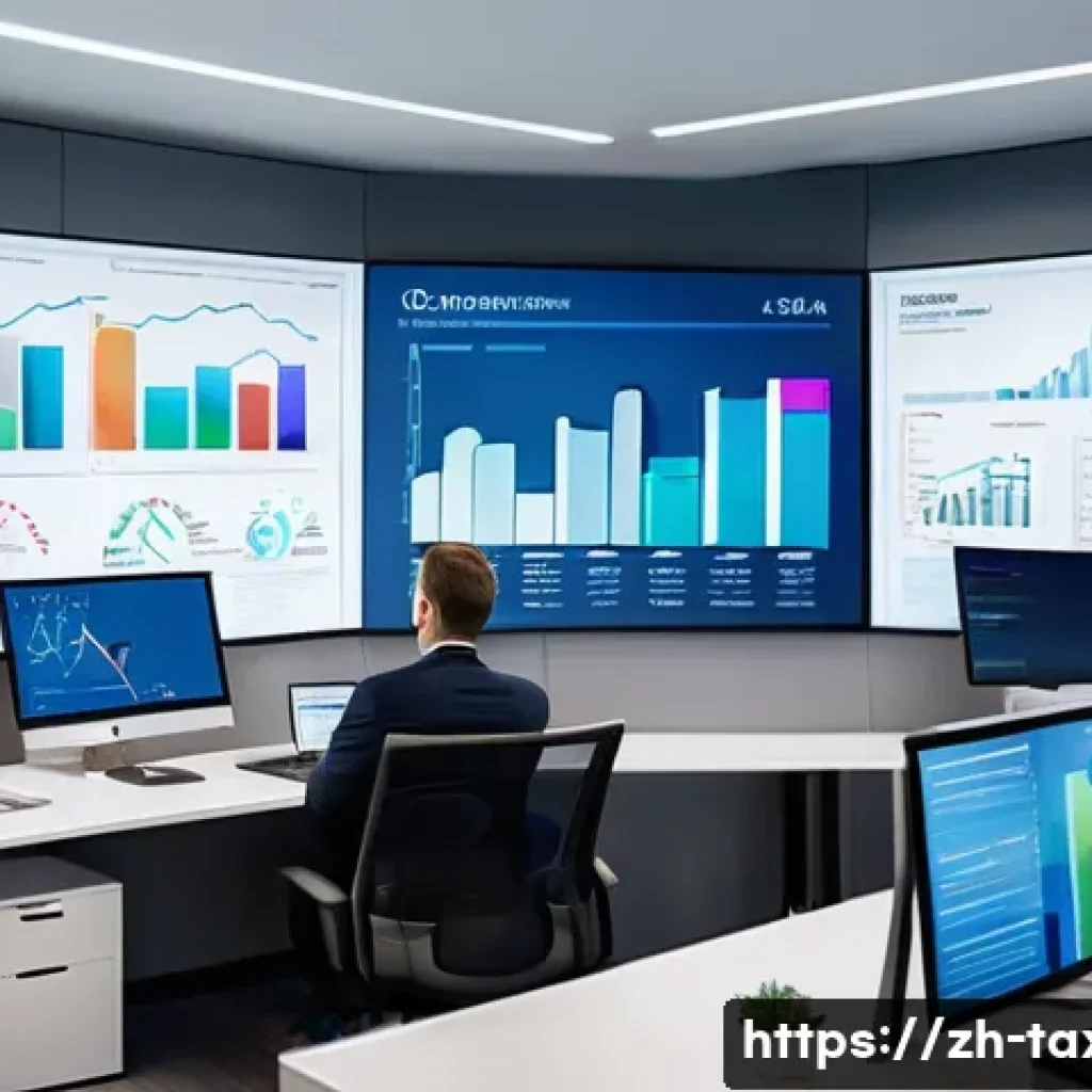 세무사와 중견기업 세금 최적화 - A modern corporate office scene showing a diverse professional tax compliance team working collabora...