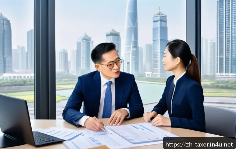 세무사와 소득세 절세 사례 - A modern Chinese small business office scene with a confident middle-aged male entrepreneur discussi...