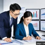 세무사와 세무대리인 업무 - A modern office scene showing a professional tax advisor (tax specialist) and a tax agent working to...