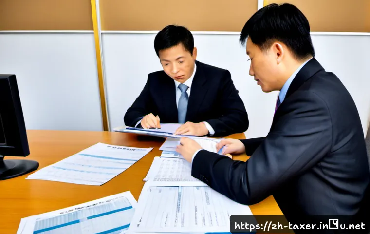 세무사와 국세청 감사 준비 - Photorealistic tax audit preparation meeting in a modern Shanghai accounting office, an experienced ...